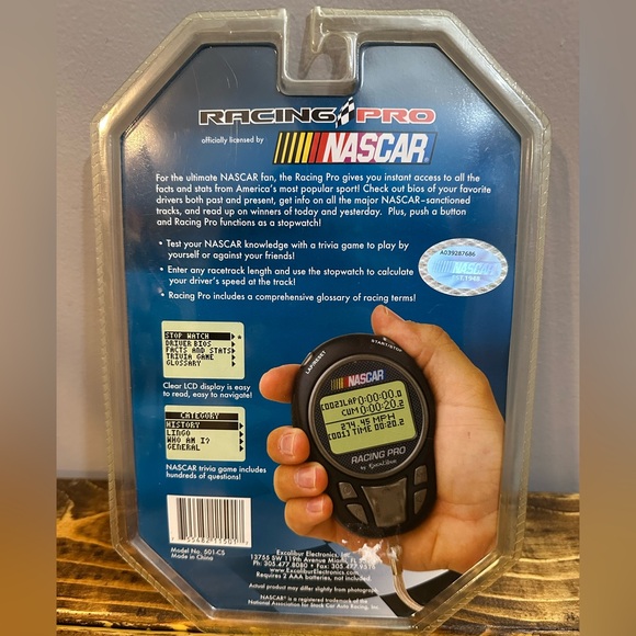 NASCAR Handheld Electronic Racing Pro Excalibur Trivia Stats Race-Day Stopwatch - Picture 2 of 5